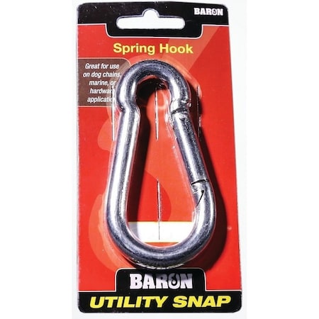 Baron Spring Hook Snap Link, 400 lb Working Load, Steel, Nickel C-2450-3/8