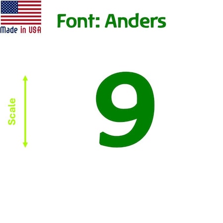 Aacc Self-Adhesive Vinyl Number: 9, Size: 12 in. Color: Green Font: Anders, 8PK AACC-Anders-N9-Green-I12x8