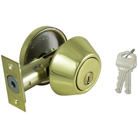Prosource Deadbolt, 3 Grade, Polished Brass, 2-3/8 to 2-3/4 in Backset, KW1 Keyway DB71V-PS