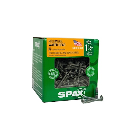 Spax #8 x 1-1/2 in Exterior Wood Deck Screws Construction Wafer Head T-Star Plus 3 LB, 495PK 42816704004045