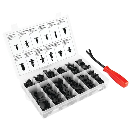 Performance Tool 240 pc. Retainer Assortment, Push Pins, Automotive Fasteners, Storage Box W5259