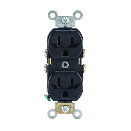 Leviton Straight Blade Receptacle, 5-15R, 15 A, 125V AC, 2 Pole, 3 Wire, Self-Grounded 0BR15-00E