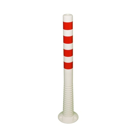 Pittman Flexible Bollard, White and Red, Reflective, Polyurethane, 40'' 755686