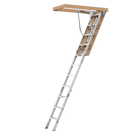 Wrightmaster 7.7 ft. - 10.3 ft., 25" x 54" Telescoping Household Aluminum Attic Ladder, 375 lb. Load Capacity ZR-185494