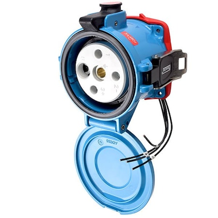 Meltric DS200 RECEPTACLE METAL BLUE SIZE 6 TYPE 4X 3P+G 200 A 480 VAC 60 Hz +4 AUX 37-24043-174