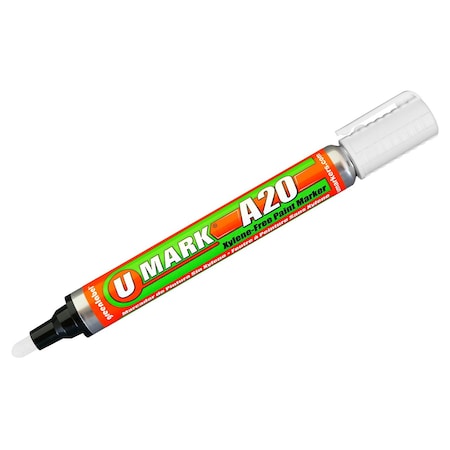 U-Mark SolidPaintMarker, 5-5/8inL, White, Paint 10705