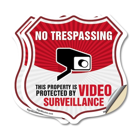 Signmission No Trespassing Shield Sign This Property, 18 inch X 18 inch, Vinyl Decal, 2PK SHI-D-2PACK-18-410