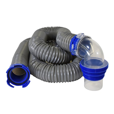 Duraflex Duraflex 22007; 30 Ft Extended RV Sewer Hose w/ Steel Fittings, Drip Caps, Elbow; Universal Fit 22007
