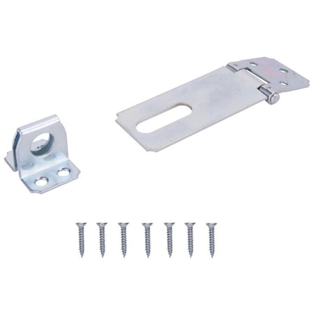 Prosource Safety Hasp, 3-1/2 in L, 3-1/2 in W, Steel, Zinc, 7/16 in Dia Shackle, Fixed Staple LR-121-BC3L-PS