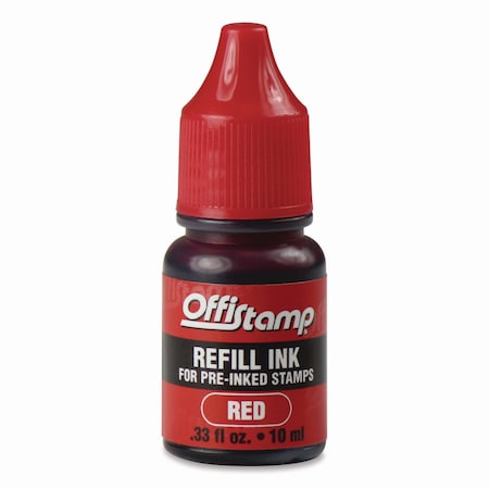 Offistamp Refill Ink for Pre-Inked Stamps, 0.33 oz, Red 034517