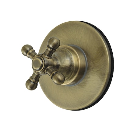 Kingston Brass Single-Handle Six-Way Diverter Valve with Round Trim Kit, Antique Brass KS4033BX