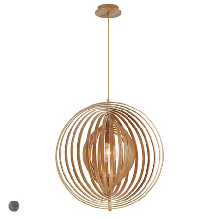 Eurofase Abruzzo Transitional Incandescent Pendant, 1-Light, Natural Wood/Natural Wood 31872-010