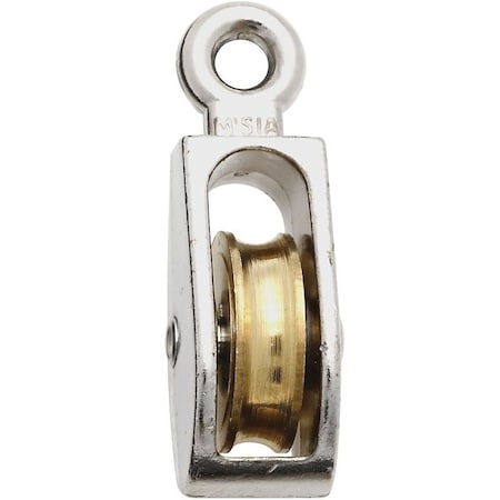 National Hardware Pulley, 1/4 in Rope, 40 lb Working Load, 1 in Sheave, Nickel N223-404