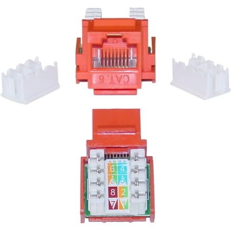 Cable Wholesale Cat6 Keystone Jack Orange RJ45 Female to 110 Punch Down 326-120OR
