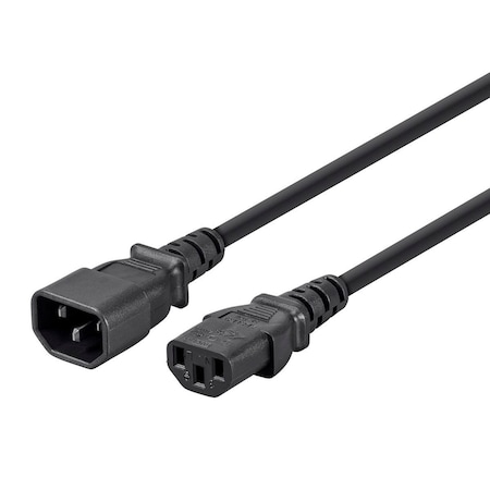 Monoprice SJT Extension Cord, 16 AWG, Indoor, 16/3, 1 Outlets, IEC 60320 C13, Black, IEC 60320 C14, 1.5 ft 6451