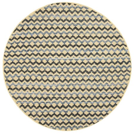 Safavieh Montauk Hand Woven Round RugGold & Blue & Black 4 x 4 ft. MTK120D-4R