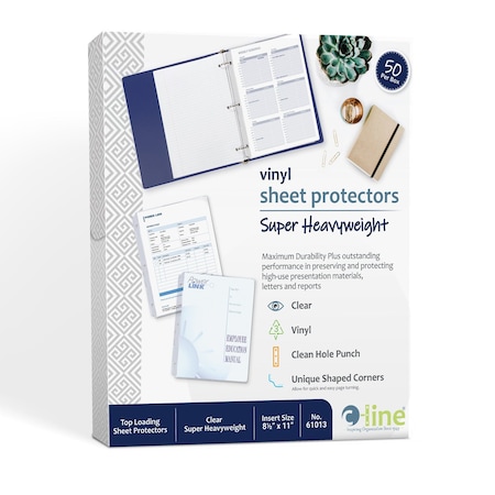 C-Line Products 8-1/2" x 11" Clear Super Heavyweight Vinyl Sheet Protectors, 50PK 61013