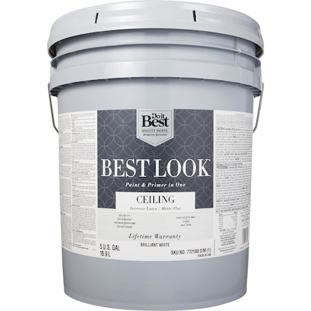 Do It Best Best Look Latex Paint & Primer In One Matte Flat Ceiling Paint Brilliant Wht 5 Gal. HW36W0840-20