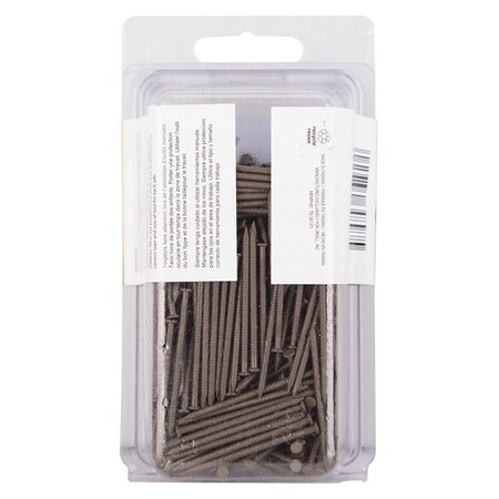 Prosource Panel Nail, 15D, 1-5/8 in L, Steel, Painted, Flat Head, Ring Shank, Dark Oak NTP-175-PS