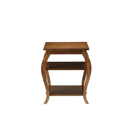 Homeroots 23" Brown Wood Bow Leg End Table With Two Shelves 286311