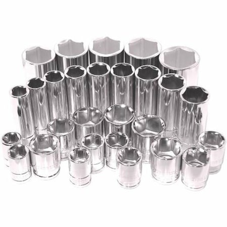 K-Tool International 1/2 in Drive, 24mm Metric Socket, 6 Points, 1/2 in. Dr, 24mm Hex KTI-28124