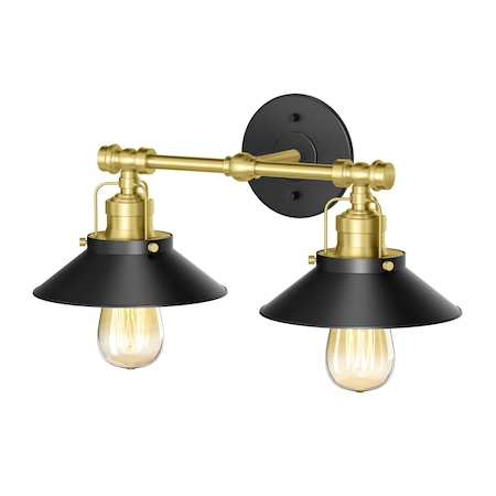 Gatco Modern Farmhouse Metal Double Sconce, Matte Black/Brushed Brass 1724
