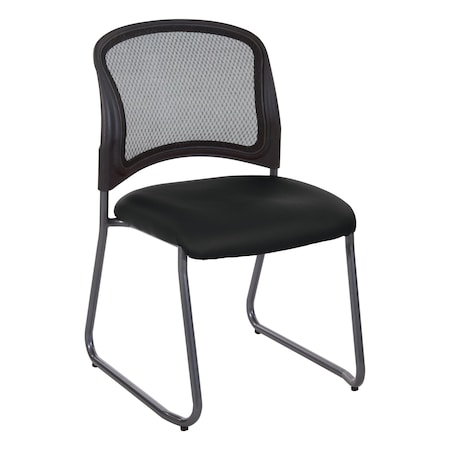 Office Star ProGrid Titanium & Black Visitors Chair, Sled Base, Dillon Black 86725R-R107