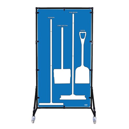 5S Supplies Housekeeping Shadow Board Broom Station V10, Blue / White, Kit, No Text HSB-V10-BLUE/WHITE-KIT-NO TEXT