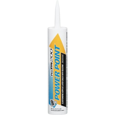 Dap POWER POINT 200 Acrylic Latex Caulk, Brilliant White, 20 to 180 deg F, 101 floz Cartridge 18750