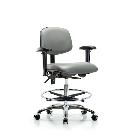 Blue Ridge Ergonomics Vinyl Chair, Vinyl, Adjustable Arms BR-VMBCH-CR-T1-A1-CF-CC-8840