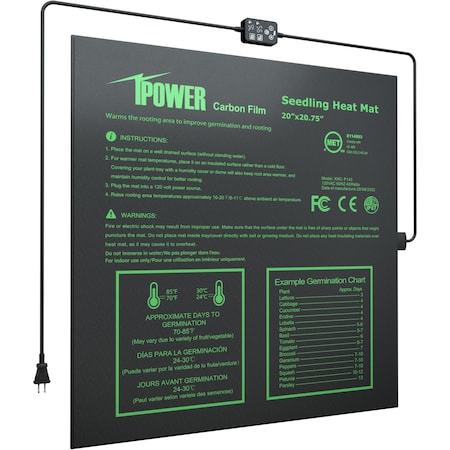 Ipower 20in x 20.75in Waterproof Durable Seedling Heat Mat with Digital Thermostat Control Warm Hyd GLHTMTPROMADJDSPL