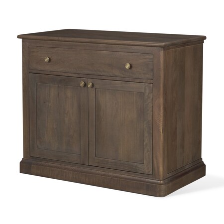 Homeroots 19in Brown Solid Wood Accent Cabinet With Two Doors And One Drawer 727716