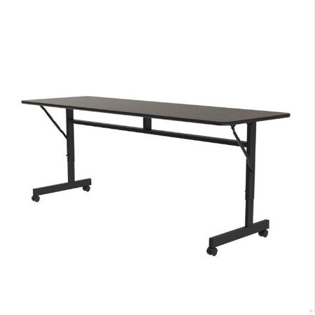 Correll Rectangle Econoline TFL Flip Top Table, 72 in W, 23 in to 31 in H, Particleboard Top, Walnut FTM2472TF-01