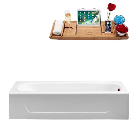 Streamline 59.8 in L, 29.9 in W, Glossy White, Porcelain-Enamel Cast Iron, Right R5480ORB