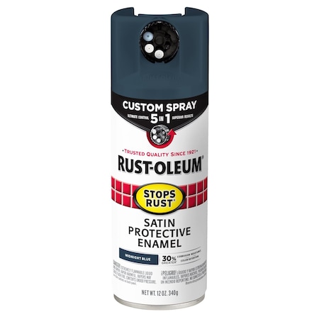 Rust-Oleum Spray Paint, Midnight Blue, Satin, Solvent, 12 oz 383422