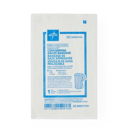 Medline Bulkee Lite Sterile Gauze Bandage, 4in x 4.1 yd., 96PK NON27498