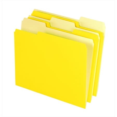 Pen2Paper Smart Medium Weight Stock 1-3 Cut 2-Tone Reversible File Folder, Letter Yellow, 100PK PE522098