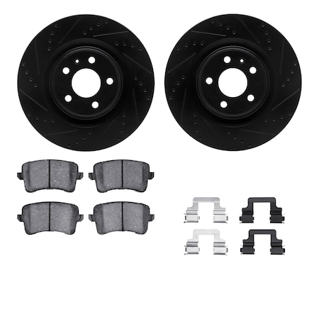 Dynamic Friction Co DFC Rotors-Drilled & Slotted-Black w/ EURO 5000 Ceramic Brake Pads Incl Hdw 8612-73056