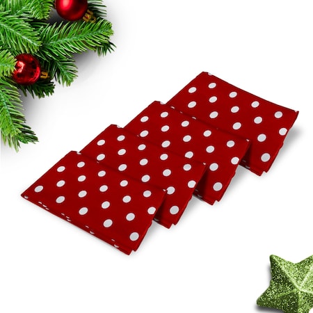 Homeroots Set of Four Green and Red 100% Cotton 21" X 12" Washcloth Set, 4PK 571904