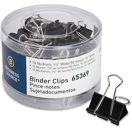 Business Source Small & Medium Binder Clips Set, 60 Per Pack BU464424