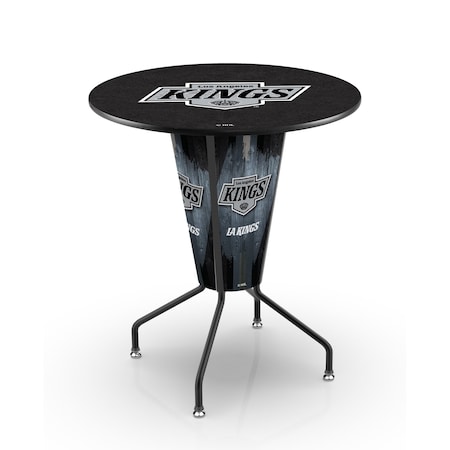 Holland Bar Stool Co Lighted 42" Black Los Angeles Kings Pub Table L218B42LAKing36RLAKing