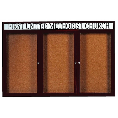 Aarco Illuminated Enclosed Bulletin Board w/ Header Bronze Anodized Al Frame, 48''Hx72''W DCC4872-3RHIBA