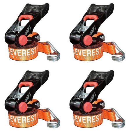 Everest 1.5 inx15 ft Ergonomic Ratchet Tie Down 1100lbs WLL, 4PK E25151-4