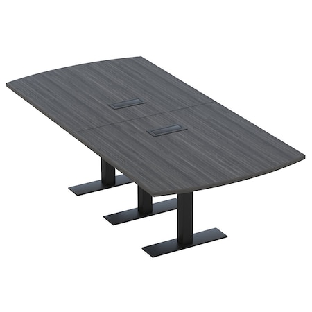 Skutchi Designs Person Conference Table With Power Unit | 8' Arc Rectangle Table | Harmony Series HAR-AREC-48X96-T.BK-WA7949-EBLK