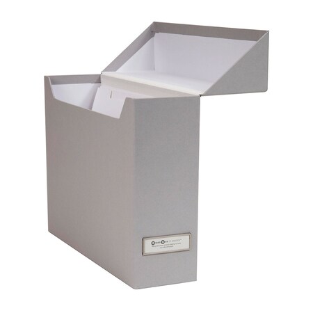 Bigso Lovisa Fiberboard Label Frame 12 File Storage Box, 9.4 x 3.7 x 13 in, Grey, 6PK 680154141