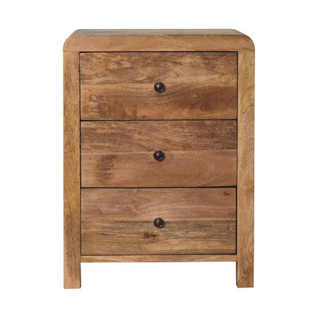 Homeroots 24" Beige Solid Wood Three Drawer Nightstand 651499