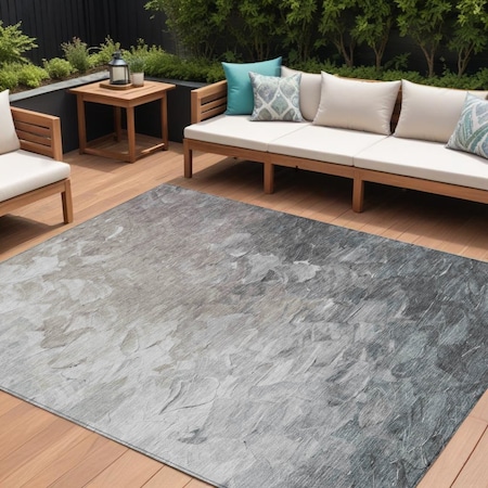 Homeroots 8' X 10' Taupe Brown And Silver Abstract Washable Indoor Outdoor Area Rug 617374