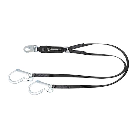 Safewaze PRO-Shield 6ft Energy Absorbing Lanyard: Dual Leg, Rebar Hooks 024-2142