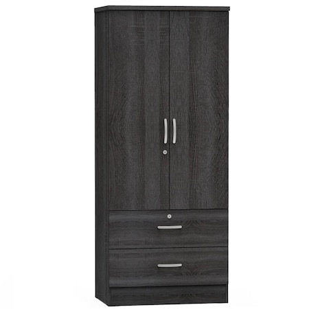 Kd Grace Wood 2-Door Wardrobe Armoire with 2-Drawers, Gray KD3357665