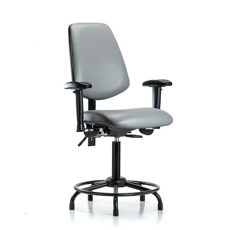 Blue Ridge Ergonomics Vinyl Chair, Vinyl, Adjustable Arms BR-VMBCH-MB-RT-T1-A1-RG-8840